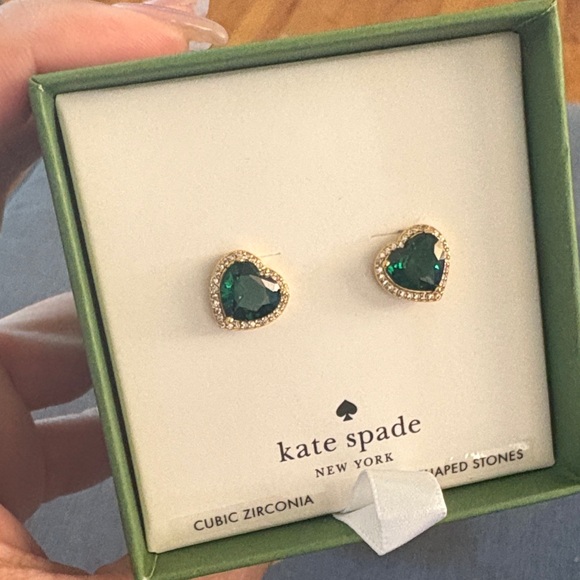 Kate Spade Emerald Heart Earrings - Picture 2 of 4